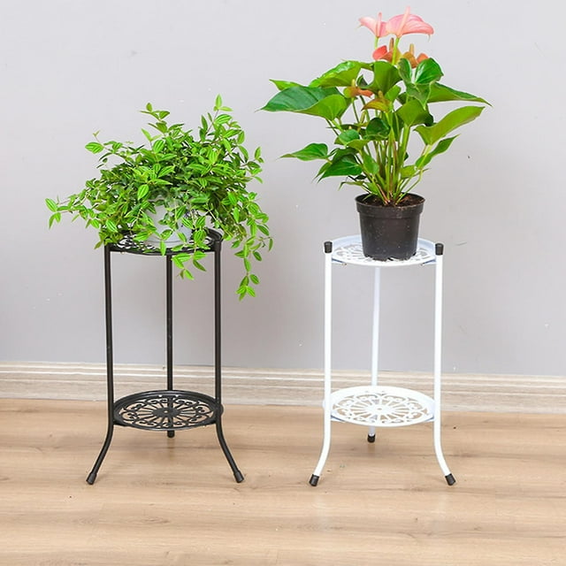 2-tiered Tall Plant Stand Metal Plant Shelf Supports Rack For Indoor Outdoor Home