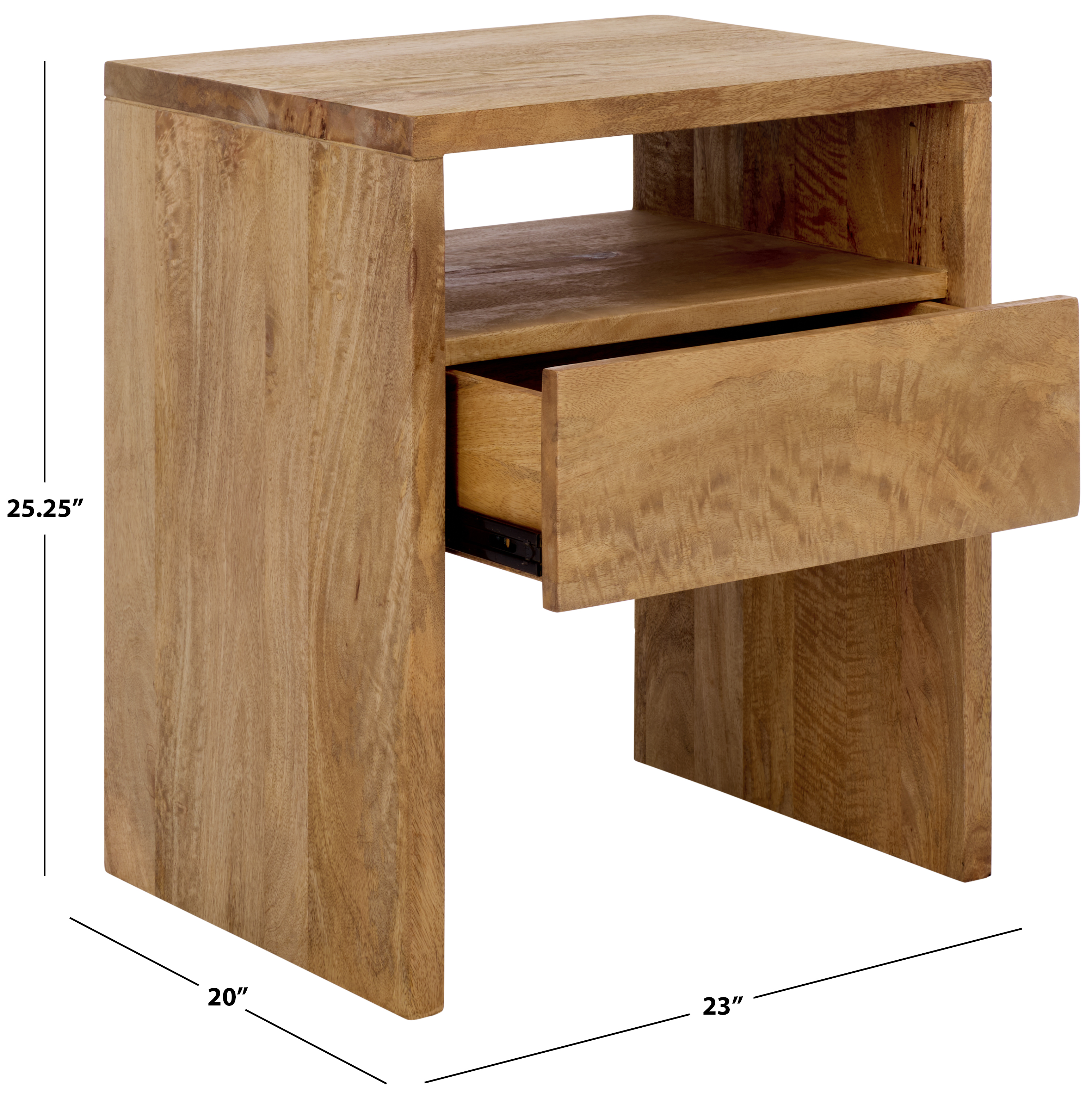 Safavieh Alonzo Modern Mango Wood Night Stands, Light Mango Wood