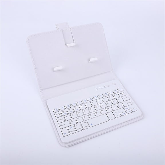 Universal Bluetooth Keyboard Case for Android Smartphones (4.2-6.8 Inches), Portable PU Leather Stand Cover and Wireless Keyboard for Mobile Office A#039 White
