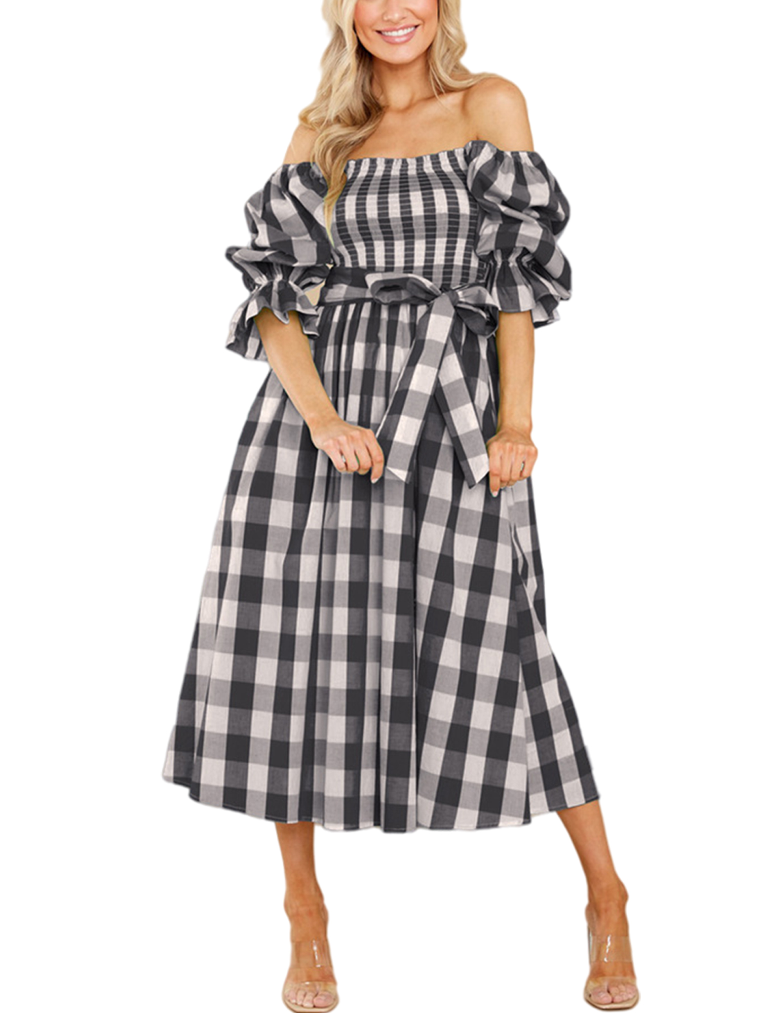 Haite Women Off Shoulder Cocktail Party Maxi Dress Summer Empire Waist