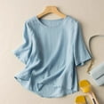 thumbnail image 2 of TAGOLD Summer Casual Tops,Plus Size T-shirt Blouse for Womens, Fashion Women's Summer 1/2 Sleeve Round-Neck Tank Comfy Regular,Short Sleeve Round-Neck Blouses & Shirts, 2 of 5