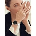 thumbnail image 3 of KOMI Bracelet en Cuir Véritable avec Étui Compatible avec Samsung Galaxy Watch 4 & 5 & 6 40mm 44mm avec Protecteur d'Écran à Paillettes, Bracelet en Cuir Métal 20mm pour Femmes Or Rose/blanc, 3 of 5