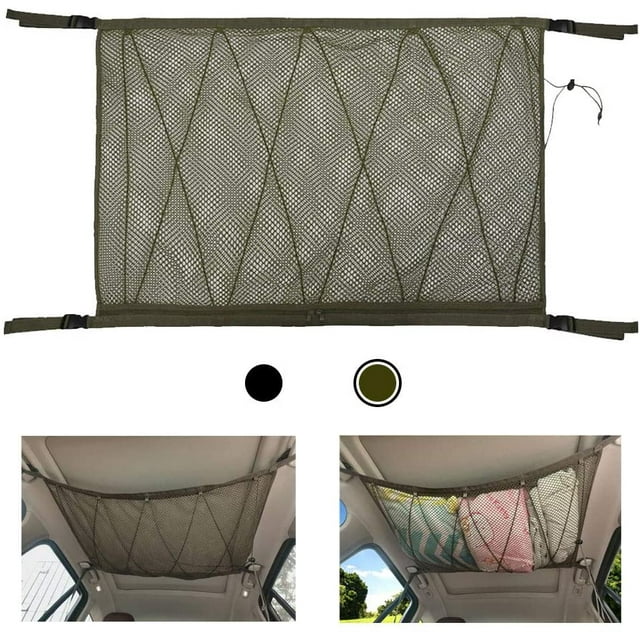 Filet de Rangement pour Plafond de Voiture, Filet de Cargaison Interne Universel pour Toit de Voiture - Mise à Niveau avec Cordon