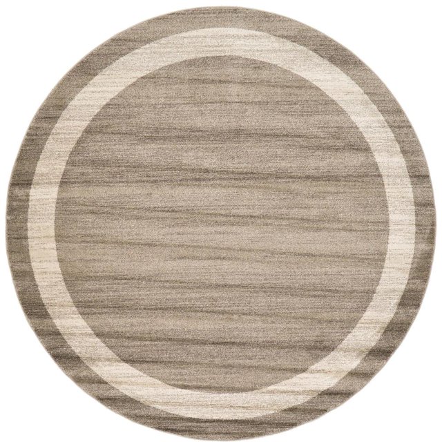 Unique Loom Tapis de Transition Contemporain Del Mar_dlm001, 8' Rond, Brun Clair/beige