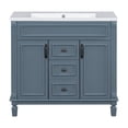 thumbnail image 5 of 36'' Bathroom Vanity with Top Sink, Modern Bathroom Floor Cabinet with 2 Soft Closing Doors and 2 Storage Drawers, Solid Wood Frame Bathroom Storage Cabinet with Three-Hole Basin,, 5 of 9