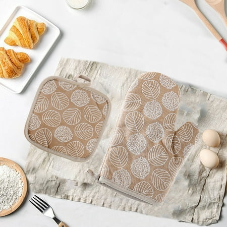 

3 Set Oven Mitts and Pot Holders Sets 100% Cotton Heat Resistant(2 PCS/Set) Extra Long Oven Gloves Potholder for Kitchen Cooking Baking Housewarming