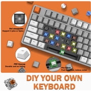 Ajazz AK873 Wired Hot Swappable Mechanical Keyboard, Coiled Cable, 22 RGB Backlit, Classic 3 Color PBT Floating Keycaps, 87% Keyboard with Detachable Magnet Cover, Custom DIY Keyboard