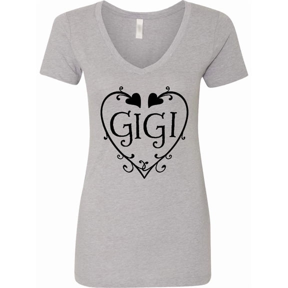 Inktastic Gigi with Hearts and Swirls Women's V-Neck T-Shirt