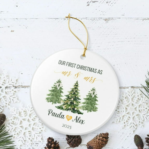 First Christmas Married Ornament, Personalized Christmas Ornament, Custom Tree Ornament for Couples, Wedding Gift 2025, Married Keepsake
