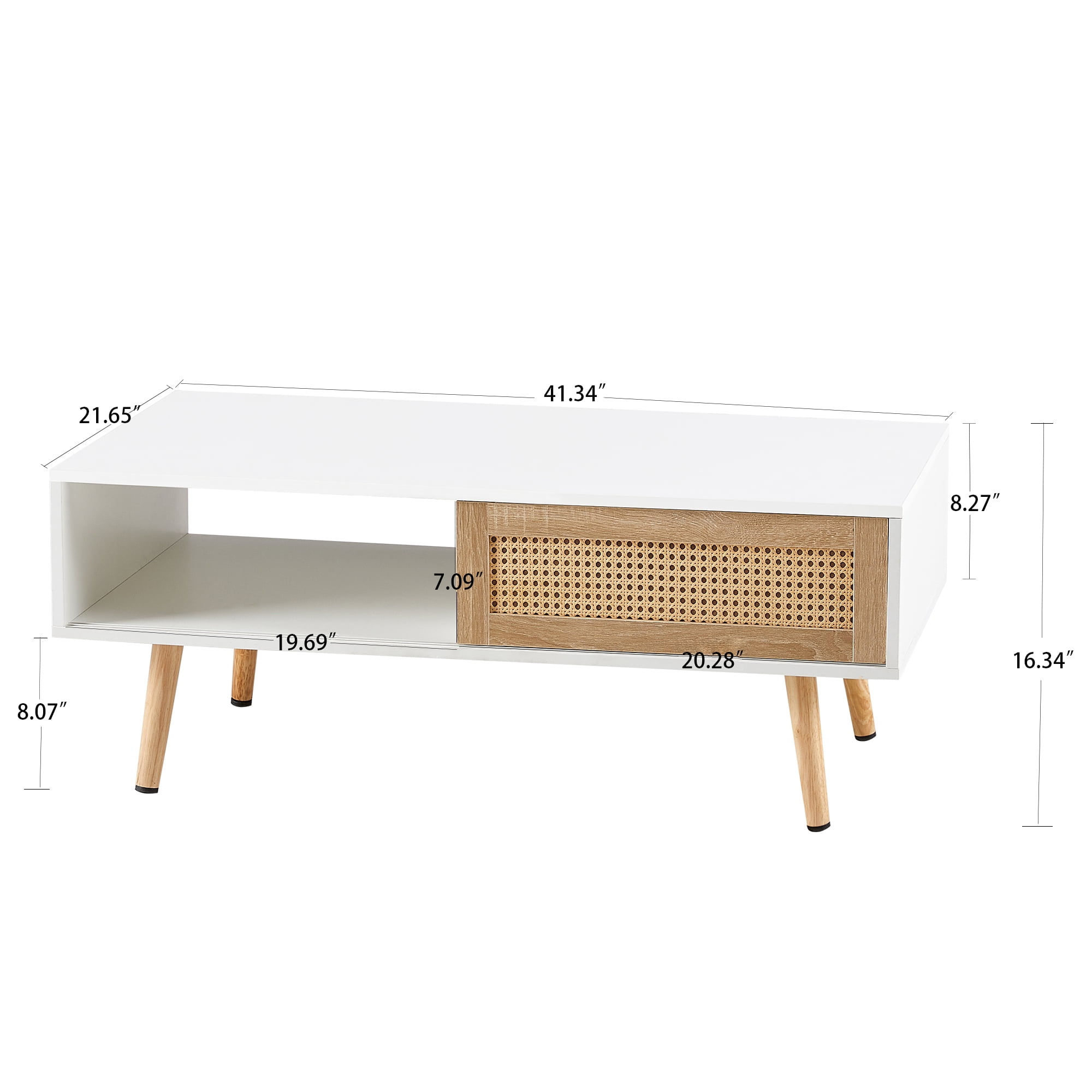 Aukfa Coffee Table with Storage, Modern Sofa Center Table for Living Room Home Office, White
