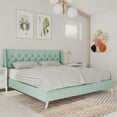 thumbnail image 2 of Novogratz Her Majesty Tufted Upholstered Bed Frame, King, Light Green Linen, 2 of 20