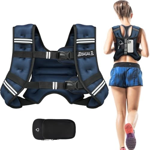Weighted Vest, 5lb/8lb/10lb/12lb/15lb/20lb/25lb/30lb Weight Vest for Walking & Weight Loss, Reflective Rucking Vest with Phone Pouch for Women & Men, Home Gym & Outdoor Training