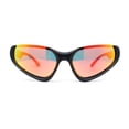 thumbnail image 3 of High Fashion Cropped Top 90s Sports Style Wrap Around Plastic Sunglasses Matte Black - Orange Mirror, 3 of 4
