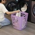 thumbnail image 2 of Flexible Plastic Laundry Basket - Square Storage Hamper with Side Handles for Easy Carrying - Versatile Organizer for Laundry, and Household Storage, Purple 50 Litter, 2 of 6