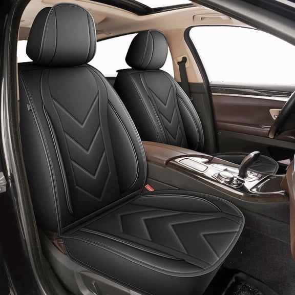 DIKSOAKR 2 Front Car Seat Covers Fit for Honda Pilot 2005-2016 | Faux Leather, Waterproof, Automotive Seat Cover with Airbag Compatibility (2 Seat, Black Line)