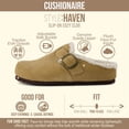 thumbnail image 4 of Cushionaire Haven Genuine Leather Clogs for Women – Faux Fur Lined Slip-On Womens Shoes with Cork Footbed and Adjustable Buckle, 4 of 21
