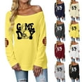 thumbnail image 5 of LEKDFST Womens Off The Shoulder Sweatshirt Cute Football Graphic Hoodies Long Sleeve Oversized Pullover Fall Tops Streetwear White XXL, 5 of 5