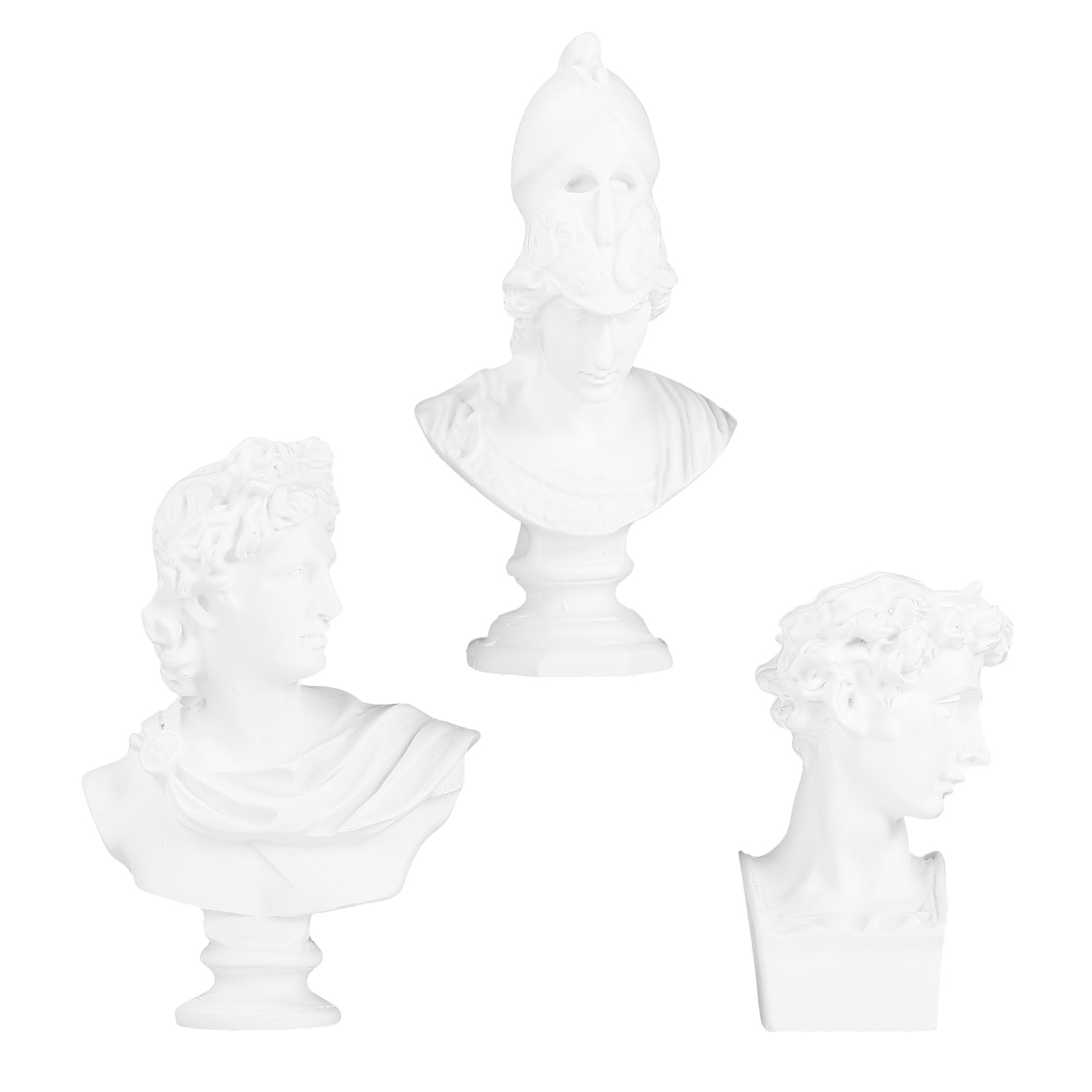 3Pcs Famous Sculpture Plaster Bust Statue Greek Mythology Figurine Home
