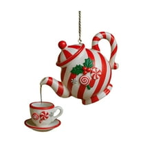 Christmas Teapot Ornaments Floral Tea Pot Set Tree Deocr 2D Acrylic Hanging Christmas Tea Cups for Festive Decor Gift for Tea Lovers C