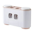 thumbnail image 1 of Soporte para cepillos de dientes montado en la pared Estante de almacenamiento de artículos de tocador con 2 dispensadores de pasta de dientes 4 tazas y 5 cepillos de dientes, 1 of 8