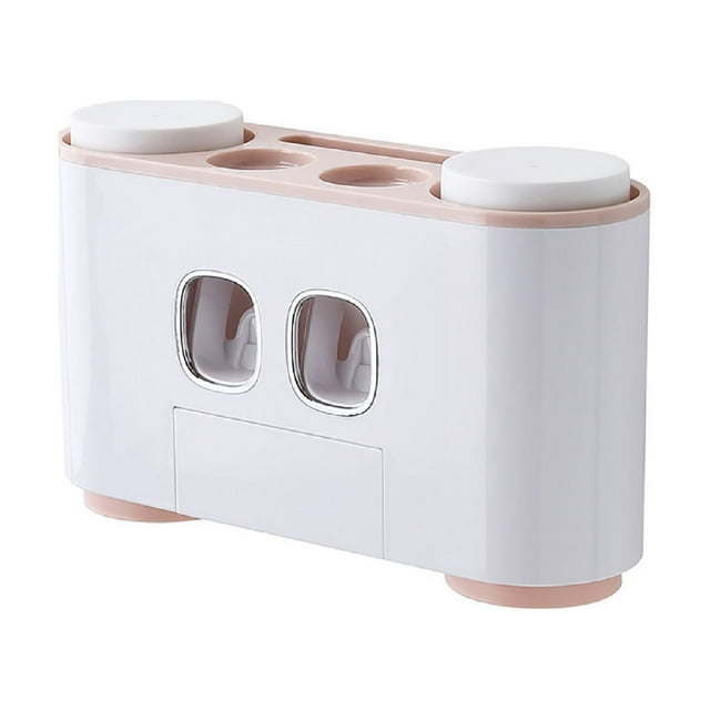 Soporte para cepillos de dientes montado en la pared Estante de almacenamiento de artículos de tocador con 2 dispensadores de pasta de dientes 4 tazas y 5 cepillos de dientes
