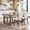 A-Walnut(1table+4chairs), variant on Leovanni Modern 48" 5-Piece Solid Wood Dining Table Set with 4 Upholstered Chairs, Rectangular Kitchen & Dining Room Set, Natural