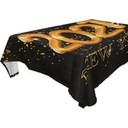 SKYSONIC 60”x90" Square Tablecloth with New Year 2021 Prints, Anti-Wrinkle and Smooth Table Cloth for Kitchen/Home Decoration