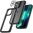 thumbnail image 1 of TAURI 5 en 1 para iPhone 15 Pro Max Funda de titanio, [no amarillea y defensa militar contra caídas] con 2 protectores de pantalla de vidrio templado + 2 protectores de lente de cámara, funda delgada, 1 of 4