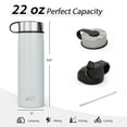 thumbnail image 4 of Costway 22 oz Double Wall Insulated Water Bottle Stainless Steel w/ 2 Lids & Straw, 4 of 10