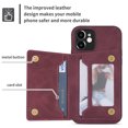 thumbnail image 6 of Feishell Back Flip Case for Apple iPhone 12 mini,Premium PU Leather Wallet Cover with ID Credit Card Holder & Zipper Pocket Magnetic Metal Button Kickstand Shockproof Phone Case,Winered, 6 of 6