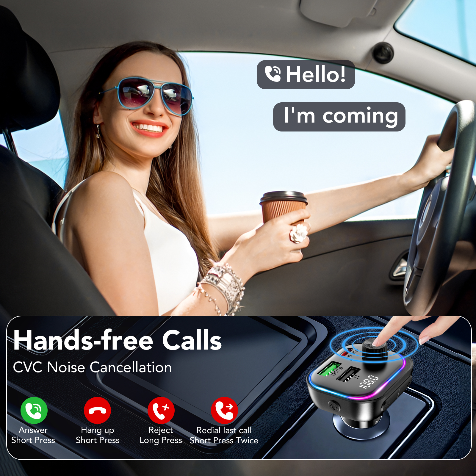KT1 Bluetooth FM Transmitter with USB-C Charger photo 6