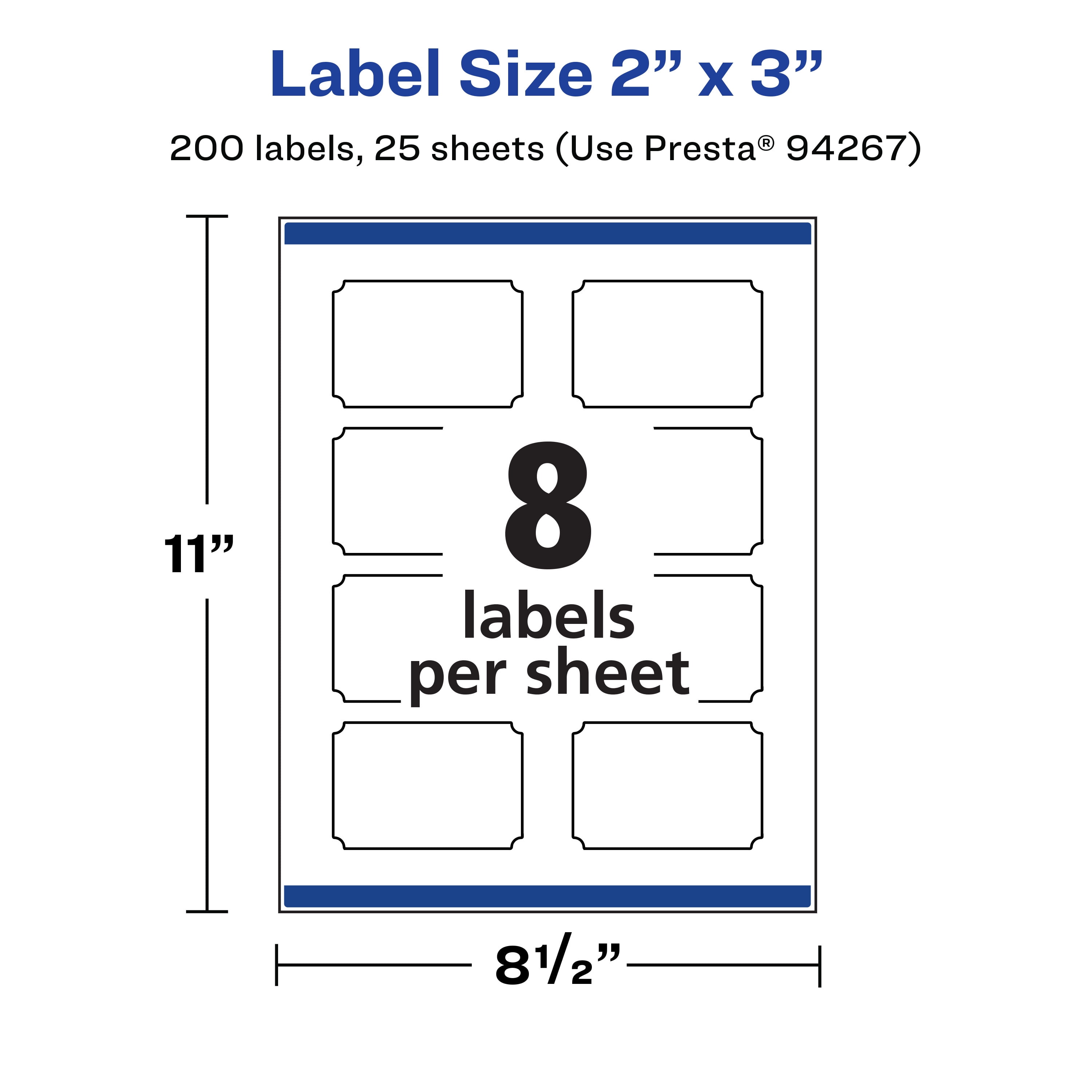 Avery 2" x 3" Waterproof Rectangle Scalloped Labels, 200 Labels