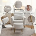 thumbnail image 2 of Ktaxon Accent Chair with Ottoman Set, Teddy Fabric Upholstered Single Sofa with Lumber Pillow Armchair with Armrests and Footrest for Bedroom Living Reading Room Office Teddy White, 2 of 7