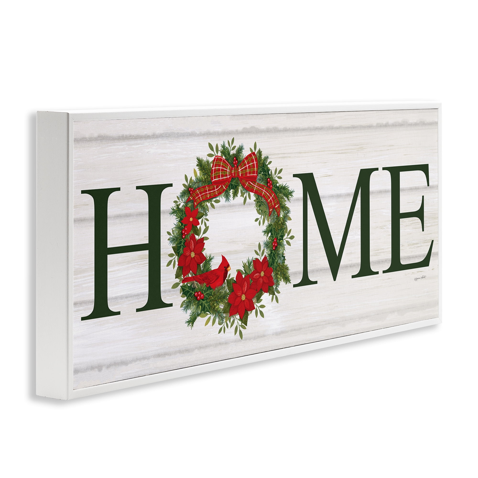 Stupell Industries Home Seasonal Wreath Botanical & Floral Painting White Framed Art Print Wall Art, 30 x 13