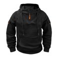thumbnail image 2 of Hoodie for Men Quarter Zip Long Sleeve Crew Neck Solid Color Pullover Sweatshirts with Pocket Black 2XL, 2 of 6