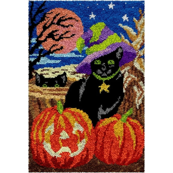 Latch Hook Rug Kits DIY Crochet Yarn Rugs Hooking Craft Kit with Color Pattern Halloween Decorations for Adults Kids 50 × 38cm / 19.7 * 15.0 inches