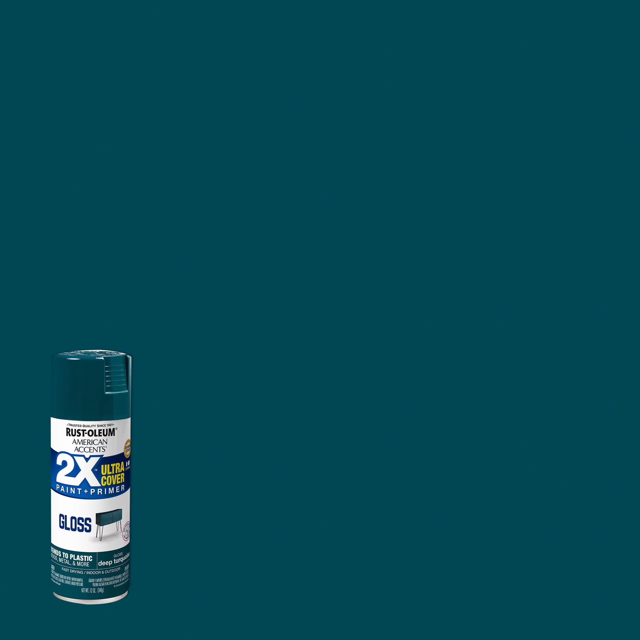 Deep Turquoise, Rust-Oleum American Accents 2X Ultra Cover Gloss Spray Paint- 12 oz
