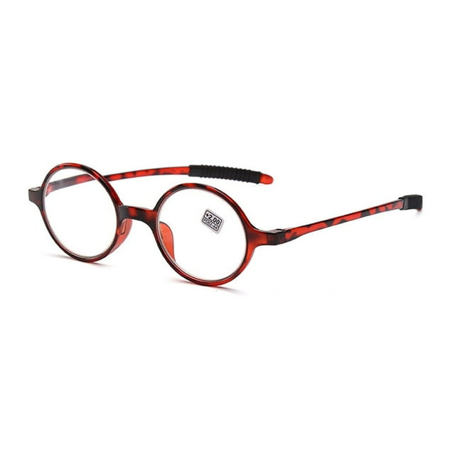 Lunettes de Lecture Ultralégères Vintage Hommes Femmes Cadre Rond PC Complet Presbytie Lunettes Portables Loupe Transparente Léopard +350