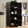 thumbnail image 5 of 72.4" Tall Freestanding Wooden Pantry - 8 Doors, 4 Shelves - Vintage Design for Living, Kitchen, Dining & Office in Black, 5 of 7