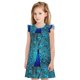 thumbnail image 1 of Balery Beautiful Blue Peacock Camisón de princesa para niñas, pijama de algodón con mangas abullonadas, suave y bonito.-Small, 1 of 6