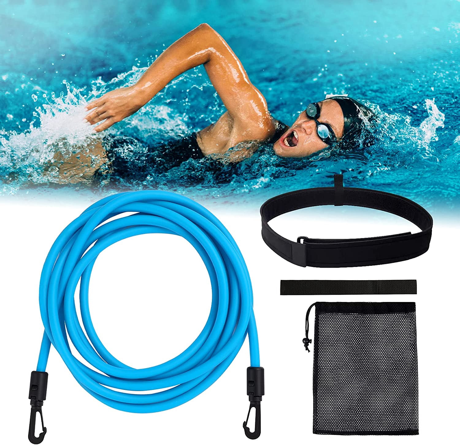 Elastique De Nage Piscine, Ceinture De Natation Résistance pour Adultes Enfants Professionnels, Elastique Natation Réglable - Sport