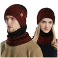 thumbnail image 2 of Men and Women's Winter Knit Hat and Scarf Set, Fleece Lined Windproof Cold Weather Neck Warmer, Warm Two Piece Set for Skiing, Outdoor Activities, Hiking and Snow Sports-Wine, 2 of 9