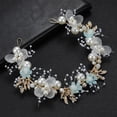 thumbnail image 1 of Nvzi Horquillas para el pelo de boda con flores para novias, peinetas con perlas de cristal, pinzas para el pelo, accesorios para el pelo de boda dorados, joyas, azul y verde, 1 of 4