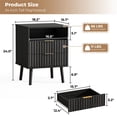 Black Fluted Nightstands Set of 2 - Engineered Wood 24 Inch 2 Drawer ...
