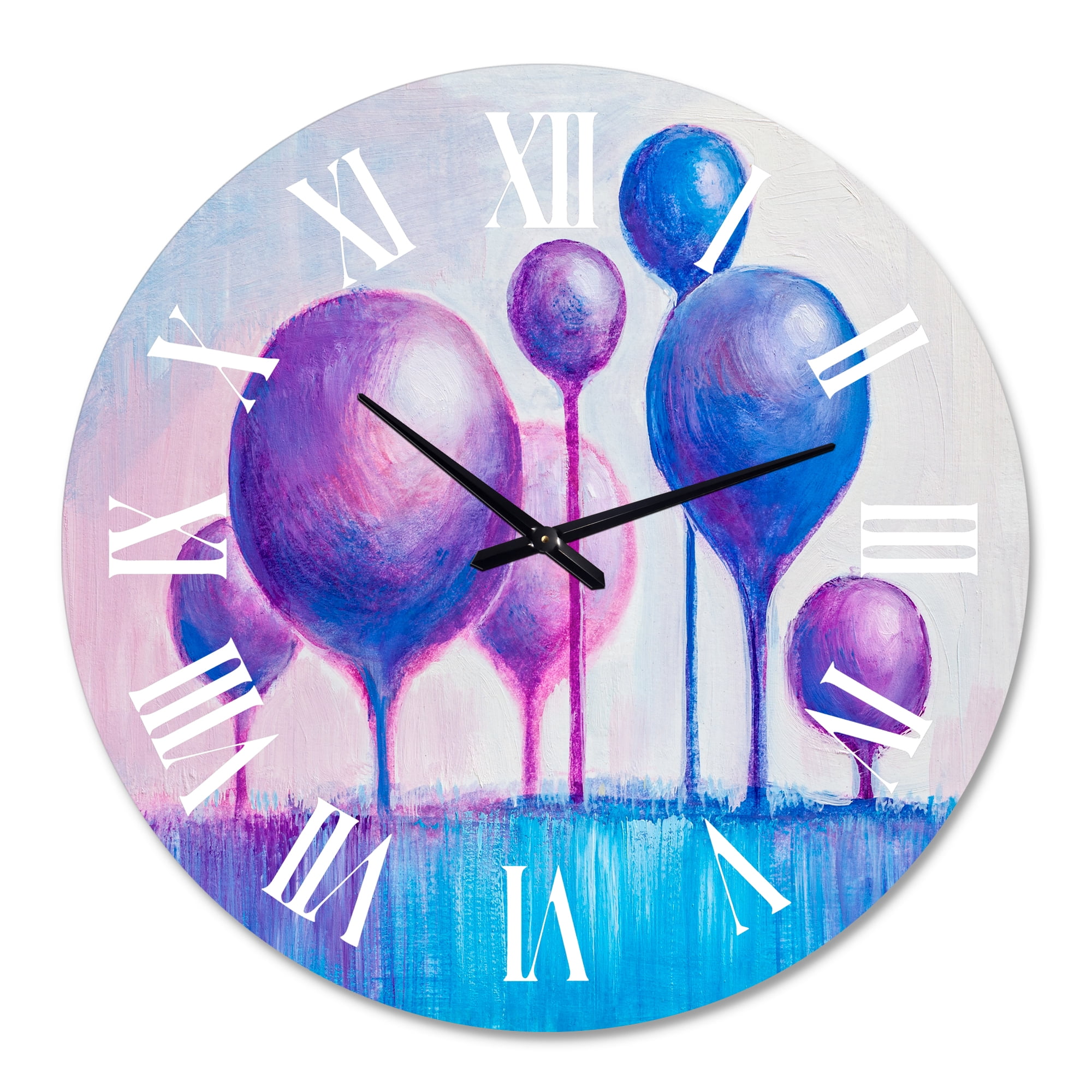 Designart 'Colourful Ornamental Trees I' Modern Wall Clock