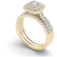 thumbnail image 2 of 1 Carat T.W. Diamond 10kt Yellow Gold Cushion-Shape Double Halo Engagement Set, 2 of 5