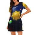 thumbnail image 1 of Fotbe Solar System Bata de Dormir para Mujer con Estampado, Camisón de Algodón de Manga Corta, Ropa de Dormir Casual, 1 of 6