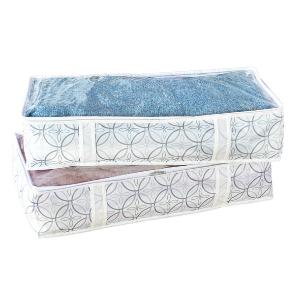 Clear Cover Under Bed Storage Bags with Zip Close Set of 2 Circles