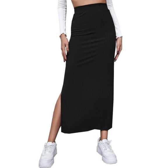 Vedolay Skorts Skirt For Women Women's Long Maxi Skirt Casual Elastic High Waist Tiered Layered A Line Skirt,Black L