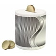 thumbnail image 1 of Grey Piggy Bank, Cool Background with Square Shaped Grid Speaker Featured Industrial Iron Design Print, Ceramic Coin Bank Money Box for Cash Saving, 3.6" X 3.2", Grey, by Ambesonne, 1 of 4